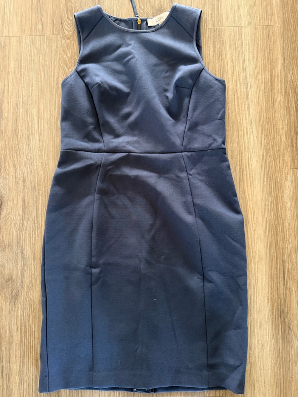 LOFT Navy Sleeveless Midi Sheath Dress